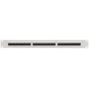 Patch panel LANBERG PPU6-1124-S z 24 portami, oznaczonymi numerami od 1 do 24, z widocznymi etykietami nad każdym portem. Po prawej stronie znajduje się oznaczenie "Cat.6".