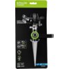 Opakowanie zraszacza ogrodowego z logo "STALCO GARDEN" na zielonym tle, z widocznymi napisami "IMPULSE SPRINKLER", "26 m MAX", "530 m² MAX", "UNI FIT", oraz kodem "S101410251". Produkt ma metalowy szpikulec i elementy w kolorze czarnym i zielonym.