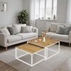 Zestaw stolików kawowych LOFTINSPIRED Velen Kwadratowy Craft + Biały Materiał Płyta laminowana