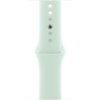 Pasek do zegarka w kolorze wody morskiej z kilkoma otworami regulacyjnymi i metalowym zapięciem. Produkt przeznaczony do Apple Watch o rozmiarach 44/45/46/49mm, w rozmiarze S/M.