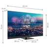 Telewizor z wyświetlaczem pokazującym kolorowe fajerwerki nad miastem, z widocznymi wymiarami: szerokość 111 cm, wysokość 71 cm, głębokość 8 cm, wysokość ekranu 68 cm, szerokość podstawy 28 cm. Na dolnej ramce telewizora znajduje się logo "THOMSON".