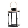 Lampion MY HOME Dark Leather 16 x 16 x 30 cm Czarno-beżowy