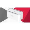 Białe pudełko z napisem "Energizer CABLE ORGANIZER BOX" na tle w odcieniach szarości i czerwieni. Na górze widoczne są dwa otwory, a z boku znajduje się czerwony przycisk.