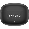 Czarne etui na słuchawki z widocznym białym logo "CANYON" na środku. Poniżej logo znajduje się mała, biała dioda.