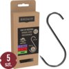 Brązowe opakowanie z napisem "BROWIN" zawiera informacje o produkcie: "HAKI DO WĘDZENIA SMOKING HOOKS RÄUCHERHAKEN", a także oznaczenia "5 szt. St.", "Ø36 mm", "Ø56 mm", "150 mm", "5 mm", "INOX" oraz logo "dragON HOOK". Obok opakowania znajduje się metalo
