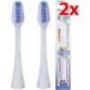 Dwa białe końcówki szczoteczki do zębów z niebieskimi włóknami, obok opakowanie z napisem "Panasonic" i "Float Brush EW0920" oraz dużą czerwoną cyfrą "2X". Opakowanie zawiera dwie końcówki szczoteczki i jest oznaczone jako "Dentacare Sonodent".