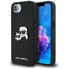 Etui KARL LAGERFELD Fixed Glitter Karl&Choupette Heads Metal Pin do Apple iPhone 16e Czarny