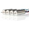 Na zdjęciu widoczne są cztery cylindryczne silniki o metalicznym wykończeniu, z wystającymi osiami i kolorowymi przewodami. Produkt to "Silnik BETAFPV 7x16 mm 19000KV (4 szt.)".