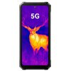 Smartfon z wyświetlaczem prezentującym obraz w termowizji, na którym widoczny jest jeleń w odcieniach żółci, pomarańczu i fioletu. Na ekranie znajduje się napis "5G".