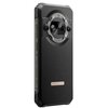 Czarny smartfon z widocznym logo "Blackview" na tylnej obudowie, posiada okrągły moduł aparatu z kilkoma obiektywami i napisem "AI CAMERA". Na boku urządzenia widoczny jest napis "WATERPROOF".