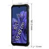 Smartfon o wymiarach 161,5 mm wysokości, 77,6 mm szerokości i 15 mm grubości, z ekranem o przekątnej 6,1 cala (15,49 cm). Na ekranie widoczna jest godzina 10:09 oraz data "Wednesday, May 13", a na boku urządzenia znajduje się napis "WATERPROOF".
