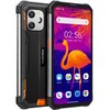 Smartfon Blackview BV8900 w kolorze pomarańczowym z wyświetlaczem o przekątnej 6,5 cala, na którym widoczny jest ekran główny z ikonami aplikacji i godziną 02:56, datą "Tuesday, May 16". Na obudowie widoczne są napisy "Blackview", "WATERPROOF" i "SHOCKPRO