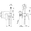 Schemat techniczny baterii bidetowej z wymiarami: wysokość 114 mm, szerokość 110 mm, głębokość 86 mm, oraz oznaczenia przyłączy 2 x G1/2. Produkt to "Bateria bidetowa KFA ARMATURA Malaga 4529-512-61 Gun metal grey PVD".