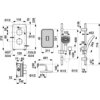 Schemat techniczny zestawu prysznicowego podtynkowego KFA ARMATURA Malaga 5759-301-81 Czarny, zawierający szczegółowe wymiary i oznaczenia elementów, takie jak G1/2, G3/4, oraz wartości liczbowe w milimetrach. Widoczne są różne części zestawu, w tym głowi