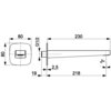Schemat techniczny przedstawia wylewkę do baterii z wymiarami: 80x80 mm dla kwadratowej podstawy, długość całkowita 230 mm, długość wylewki 218 mm, kąt nachylenia 3 stopnie, średnica przyłącza G1/2, oraz odległość 2,5 mm od ściany do początku wylewki.