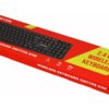 Czerwone opakowanie klawiatury bezprzewodowej z napisem "CANYON" na klawiaturze oraz tekstami na opakowaniu: "2.4 GHz WIRELESS KEYBOARD", "WIRELESS KEYBOARD ONTYPE 01W", "12 multimedia keys", "16m range".
