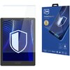 Na zdjęciu widoczny jest tablet z nałożonym szkłem ochronnym oraz opakowanie produktu "3MK FlexibleGlass Pro" z grafiką przedstawiającą urządzenie z tarczą ochronną. Na opakowaniu znajdują się napisy: "Feel the power", "Hybrid Glass", "Certificates & Awards", "PZH", "ROHS", "must have", "POLISH PRODUCT", oraz logo "3mk".