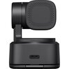 Czarna kamera internetowa z widocznym portem USB-C na podstawie. Górna część kamery ma teksturowaną powierzchnię z okrągłymi wypustkami.