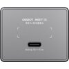 Szara kamera internetowa z napisem "OBSBOT MEET SE" oraz chińskimi znakami, posiada port USB-C i oznaczenie "Rating: 5V ⎓ 0.4A".