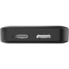 Czarny adapter z dwoma portami: USB-C z symbolem błyskawicy oraz USB-A. Produkt ma zaokrąglone krawędzie i gładką powierzchnię.