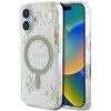 Etui GUESS Resin Flowers Glitter MagSafe do Apple iPhone 16 Beżowy