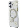 Etui GUESS Resin Flowers Glitter MagSafe do Apple iPhone 16 Beżowy Seria telefonu iPhone