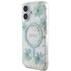 Etui GUESS Resin Flowers Glitter MagSafe do Apple iPhone 16 Turkusowy Seria telefonu iPhone
