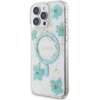 Etui GUESS Resin Flowers Glitter MagSafe do Apple iPhone 16 Pro Turkusowy Seria telefonu iPhone