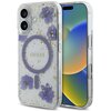Etui GUESS Resin Flowers Glitter MagSafe do Apple iPhone 16 Fioletowy