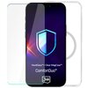 Na zdjęciu widoczny jest telefon z nałożonym przezroczystym etui i szkłem hartowanym, z wyświetlonym na ekranie logo tarczy oraz napisami: "HardGlass™ + Clear MagCase™" i "ComfortDuo™". Na dole ekranu znajduje się logo "3mk".