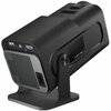 Czarny projektor o nowoczesnym designie, umieszczony na podstawce, z widocznymi portami USB, HDMI oraz gniazdem zasilania. Na obudowie znajdują się oznaczenia CE i RoHS.
