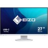 Monitor z białą ramką i podstawą, na ekranie widoczne jest logo "EIZO" na tle gradientu od ciemnoniebieskiego do jasnoniebieskiego. Na ekranie znajdują się również napisy: "USB-C Docking" oraz "27" 68,5 cm".