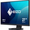 Monitor z czarną ramką wyświetla niebiesko-turkusową grafikę z logo "EIZO" oraz napisami "USB-C Docking" i "27" 68,5 cm".