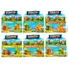 Na zdjęciu widoczne są opakowania zestawów figurek "PIRATIX Adventure World" z serii "Crazy Jungle Captain Pack", zawierające różnorodne kolorowe figurki i akcesoria. Na każdym opakowaniu znajduje się napis "Captain Pack" oraz ilustracje przedstawiające p