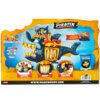 Opakowanie zestawu figurek "MAGIC BOX Piratix Adventure World King Shark Golden Teeth PPXSP112IN11" przedstawia dużego rekina z klatką na grzbiecie, a także postać pirata z napisem "Captain Hermit". Na opakowaniu znajdują się napisy: "COLLECT THEM ALL", "
