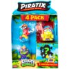 Opakowanie zestawu figurek "Piratix Adventure World Crazy Jungle Four Pack" zawiera cztery kolorowe figurki, z których jedna jest niespodzianką. Na opakowaniu widnieją napisy: "PIRATIX ADVENTURE WORLD", "4 PACK", "CRAZY JUNGLE", "1 SURPRISE PIRATIX" oraz 