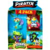 Opakowanie zestawu figurek "Piratix Adventure World" z napisem "4 Pack" i "Crazy Jungle" zawiera cztery kolorowe figurki, z których jedna jest niespodzianką. Na opakowaniu widoczne są również napisy "Neon Effect" i "1 Surprise Piratix", a w lewym dolnym r