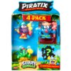 Opakowanie zestawu figurek "Piratix Adventure World" zawiera trzy widoczne figurki oraz jedną niespodziankę, z napisem "4 Pack" i "Crazy Jungle" na froncie. W dolnej części opakowania znajduje się logo "Magicbox" oraz napis "1 Surprise Piratix".