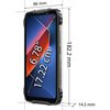 Smartfon o solidnej konstrukcji z dużym ekranem, na którym widoczna jest abstrakcyjna grafika w odcieniach czerwieni i niebieskiego. Na górze ekranu znajduje się niewielki otwór na aparat przedni.