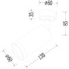 Schematyczny rysunek kinkietu przedstawia jego wymiary: średnica podstawy 60 mm, wysokość 85 mm, długość lampy 130 mm, średnica lampy 60 mm, odległość od ściany 35 mm. Produkt to "Kinkiet MILAGRO Mica Spot ML1143 Złoty".