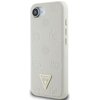 Etui GUESS Grained Hot Stamp Peony Triangle Logo MagSafe do Apple iPhone 16e Beżowy Seria telefonu iPhone