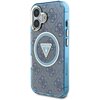 Etui GUESS IML Metal Glitter 4G Circle Triangle MagSafe do Apple iPhone 16 Niebieski Seria telefonu iPhone