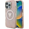 Etui GUESS IML Metal Glitter 4G Circle Triangle MagSafe do Apple iPhone 16 Pro Różowy