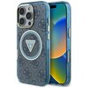 Etui GUESS IML Metal Glitter 4G Circle Triangle MagSafe do Apple iPhone 16 Pro Niebieski