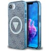 Etui GUESS IML Metal Glitter 4G Circle Triangle MagSafe do Apple iPhone 16e Niebieski