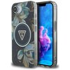 Etui GUESS IML Metal Glitter Flowers Triangle MagSafe do Apple iPhone 16e Czarny