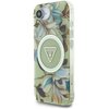 Etui GUESS IML Metal Glitter Flowers Triangle MagSafe do Apple iPhone 16e Zielony Seria telefonu iPhone