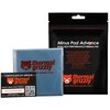 Na zdjęciu widoczny jest produkt "Termopad THERMAL GRIZZLY Minus Pad Advance 2 sztuki (100 x 100 x 1)" w czarnym opakowaniu z białym i czerwonym napisem oraz niebieski termopad z logo "thermal grizzly". Obok znajduje się certyfikat pochodzenia z kodem QR 