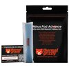 Czarne opakowanie z napisem "Minus Pad Advance ULTRA HIGH PERFORMANCE THERMAL PAD" oraz logo "thermal grizzly" w kolorze pomarańczowym. Obok znajduje się niebieski termopad w przezroczystym opakowaniu oraz certyfikat oryginalności z kodem "2505 RJGQ RJGQ 