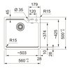 Zlewozmywak jednokomorowy FRANKE Urban UBG 610-50 GSC 114.0687.261 Czarny matowy 50x56 Komora 1 503 x 425 x 230 mm